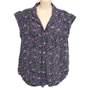 🔵BOGO FREE🔵 Philosophy Floral Hi Lo Button Down Rayon Top Sz M